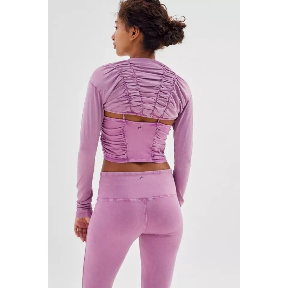 Out From Under Urban Outfitters Allie Ruched Shrug Cover-up Top Mauve XS 260304